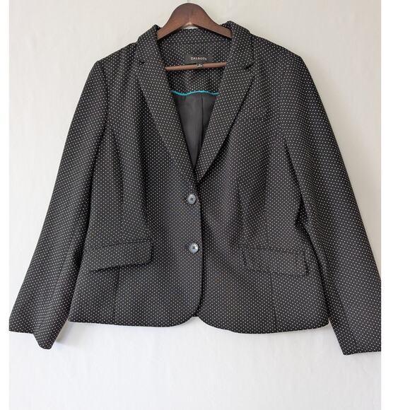 Talbots Womens Black Polka-dot Blazer Size 12‎ Wool Blend Career Office Corpcore - Picture 1 of 9
